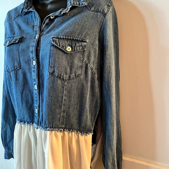 Denim Dress stampede Stella tweed Jean dress cream western coastal cowgirl - Picture 3 of 8